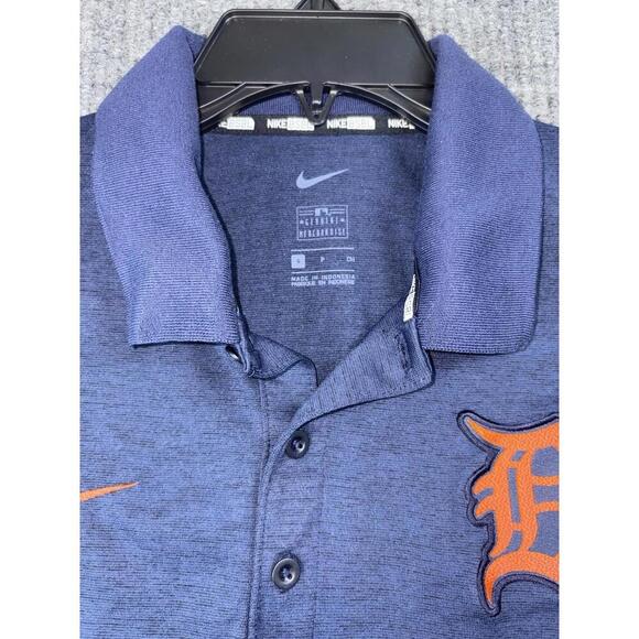 NIKE BSBL Detroit Tigers Polo Shirt Small Navy Blue Golf MLB Performance - Picture 4 of 9